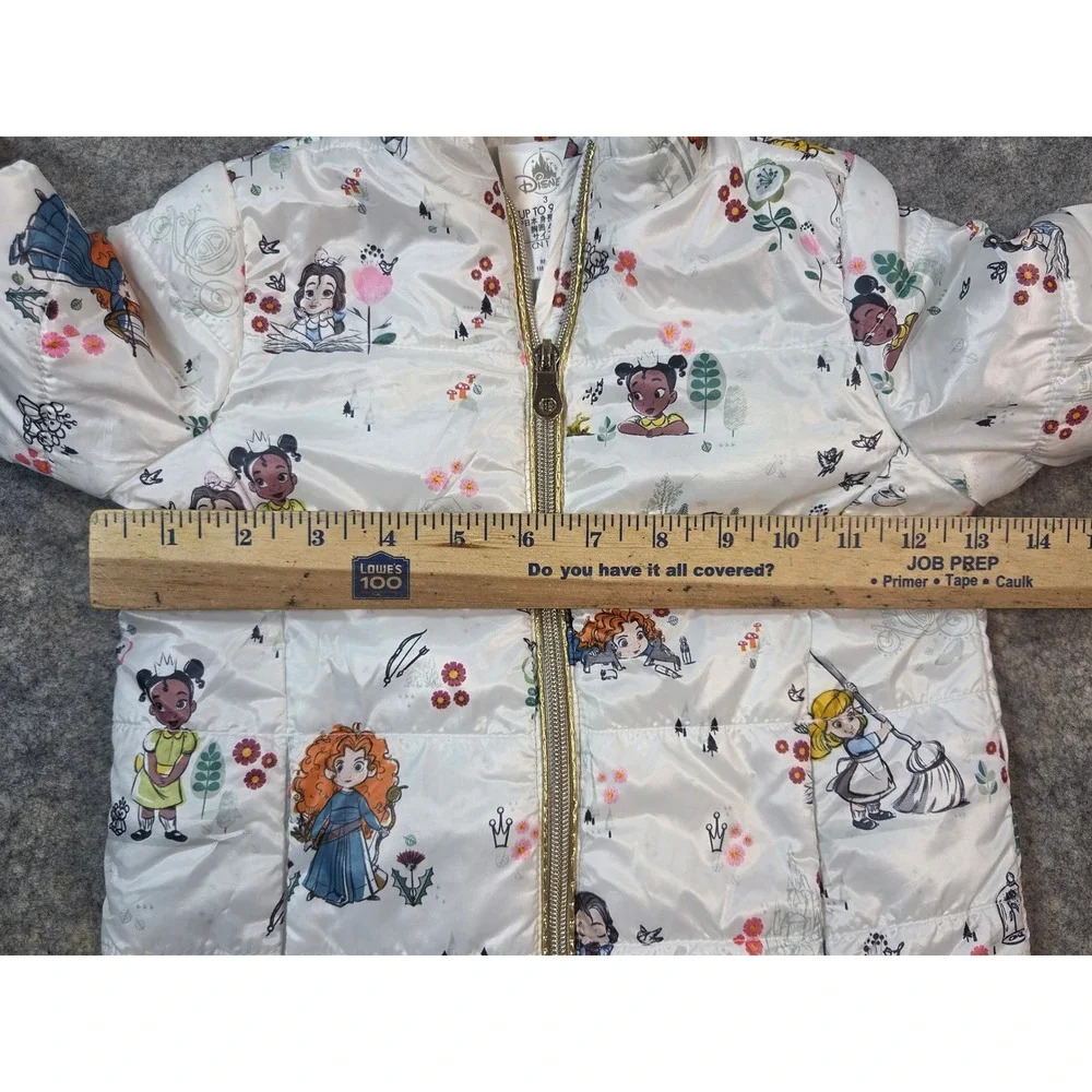 Disney Animators Collection Princess Puffer Jacket White Kids Size 3 Toddler